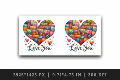 Watercolor cute bright heart patchwork Love You quote Valentine Day print 20 oz tumbler skinny mug wrap clipart t-shirt sublimation printable design