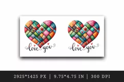 Watercolor cute bright heart patchwork Love You quote Valentine Day print 20 oz tumbler skinny mug wrap clipart t-shirt sublimation printable design