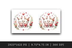 Watercolor cute bunnies holding heart flowers friends love Valentine Day print tumbler skinny mug wrap clipart t-shirt sublimation printable design