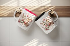 Watercolor cute bunnies holding heart flowers friends love Valentine Day print tumbler skinny mug wrap clipart t-shirt sublimation printable design
