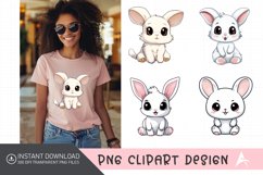 Watercolor Cute Bunny Sublimation Clipart Product Image 1