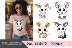 Watercolor Cute Bunny Sublimation Clipart Product Image 1