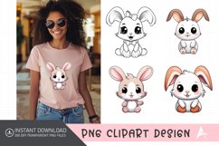 Watercolor Cute Bunny Sublimation Clipart Product Image 1