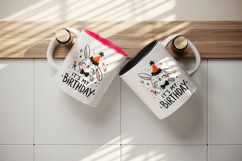 Watercolor cute bunny party hat neon orange sparkles Its My Birthday quote print tumbler skinny mug wrap clipart t-shirt sublimation printable design