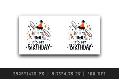 Watercolor cute bunny party hat neon orange sparkles Its My Birthday quote print tumbler skinny mug wrap clipart t-shirt sublimation printable design