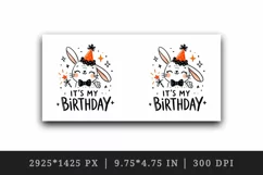 Watercolor cute bunny party hat neon orange sparkles Its My Birthday quote print tumbler skinny mug wrap clipart t-shirt sublimation printable design