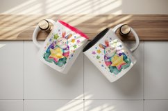 Cute Bunny &amp; Stars mug, coffee cup wrap sublimation design Product Image 5
