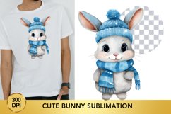 Watercolor Cute Bunny Sublimation Clipart, Animal Clipart Product Image 1