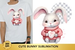 Pink Cute Bunny Sublimation Clipart, Animal Clipart Product Image 1