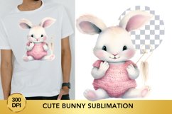 Pink Cute Bunny Sublimation Clipart, Animal Clipart Product Image 1