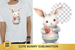 Pink Cute Bunny Sublimation Clipart, Animal Clipart Product Image 1