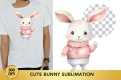 Pink Cute Bunny Sublimation Clipart, Animal Clipart Product Image 1