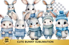 8 png Blue Cute Bunny Sublimation Clipart, Animal Bundle Product Image 1