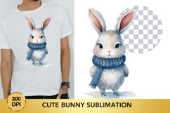 Watercolor Cute Bunny Sublimation Clipart, Animal Clipart Product Image 1