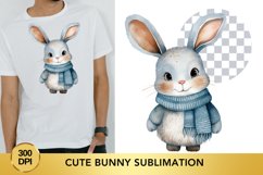 Watercolor Cute Bunny Sublimation Clipart, Animal Clipart Product Image 1