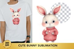 Pink Cute Bunny Sublimation Clipart, Animal Clipart Product Image 1