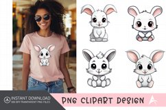 Watercolor Cute Bunny Sublimation Clipart Product Image 1