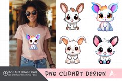 Watercolor Cute Bunny Sublimation Clipart Product Image 1