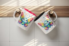 Watercolor cute butterfly bright sparkling rainbow wings twinkling stars print tumbler skinny mug wrap clipart t-shirt sublimation printable design