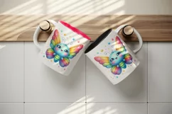 Watercolor cute butterfly bright sparkling rainbow wings twinkling stars print tumbler skinny mug wrap clipart t-shirt sublimation printable design