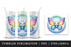 Watercolor cute butterfly bright sparkling rainbow wings twinkling stars print tumbler skinny mug wrap clipart t-shirt sublimation printable design