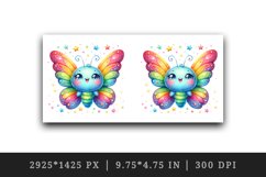 Watercolor cute butterfly bright sparkling rainbow wings twinkling stars print tumbler skinny mug wrap clipart t-shirt sublimation printable design