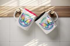 Watercolor cute butterfly bright sparkling rainbow wings twinkling stars print tumbler skinny mug wrap clipart t-shirt sublimation printable design