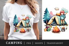 Watercolor cute camping t-shirt sublimation print design png Product Image 1