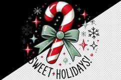 Watercolor cute candy cane Sweet Holidays quote Christmas New Year winter print tumbler skinny mug wrap clipart t-shirt sublimation printable design