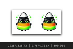 Watercolor cute candy corn character glowing with neon green Halloween print 20oz tumbler skinny mug wrap clipart t-shirt sublimation printable design