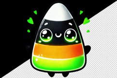 Watercolor cute candy corn character glowing with neon green Halloween print 20oz tumbler skinny mug wrap clipart t-shirt sublimation printable design