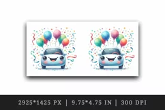 Watercolor cute car smile balloons confetti party birthday festive print 20 oz tumbler skinny mug wrap clipart t-shirt sublimation printable design
