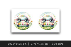 Watercolor cute car smile colorful polka dots stripes field of daisies print 20oz tumbler skinny mug wrap clipart t-shirt sublimation printable design