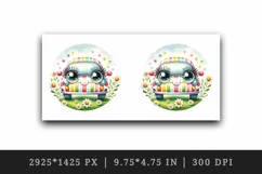 Watercolor cute car smile colorful polka dots stripes field of daisies print 20oz tumbler skinny mug wrap clipart t-shirt sublimation printable design
