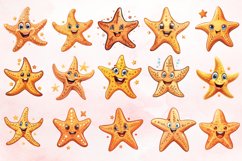 Watercolor cute cartoon Starfish smiling Clipart Bundle Product Image 3