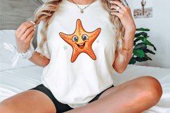 Watercolor cute cartoon Starfish smiling Clipart Bundle Product Image 2