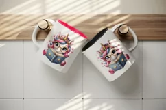 Watercolor cute cartoon unicorn glasses reading magical book print 20 oz tumbler skinny mug wrap clipart t-shirt sublimation printable design