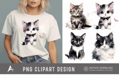 Watercolor Cute Cat Clipart Product Image 1