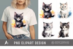 Watercolor Cute Cat Clipart Product Image 1