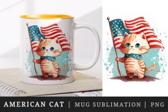 American patriotic cat mug, cup wrap sublimation design png
