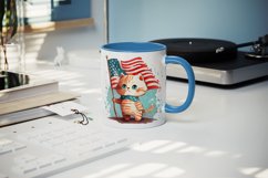 American patriotic cat mug, cup wrap sublimation design png