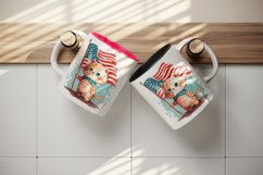 American patriotic cat mug, cup wrap sublimation design png