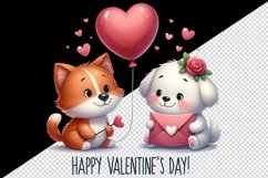 Watercolor cute cat and dog heart balloon Happy Valentine Day quote print 20 oz tumbler skinny mug wrap clipart t-shirt sublimation printable design