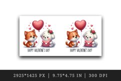 Watercolor cute cat and dog heart balloon Happy Valentine Day quote print 20 oz tumbler skinny mug wrap clipart t-shirt sublimation printable design
