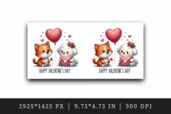 Watercolor cute cat and dog heart balloon Happy Valentine Day quote print 20 oz tumbler skinny mug wrap clipart t-shirt sublimation printable design