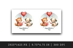 Watercolor cute cat and dog heart balloon Happy Valentine Day quote print 20 oz tumbler skinny mug wrap clipart t-shirt sublimation printable design