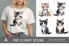 Watercolor Cute Cat Clipart Product Image 1