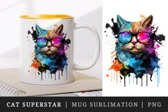 Cute Cool Cat Superstar mug, cup wrap sublimation design png Product Image 1