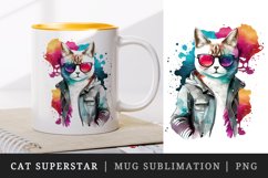 Cute Cool Cat Superstar mug, cup wrap sublimation design png Product Image 1