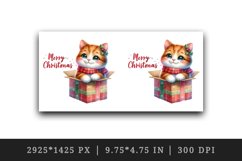 Watercolor cute cat kitten kitty box Merry Christmas greeting quote print 20 oz tumbler skinny mug wrap clipart t-shirt sublimation printable design